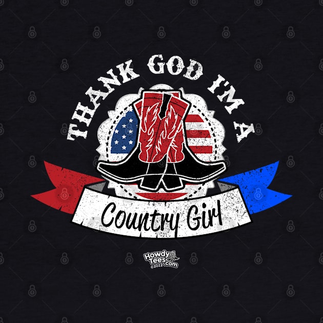 Thank God I'm A Country Girl American Flag Concho & Cowgirl Boots by Reid Walley